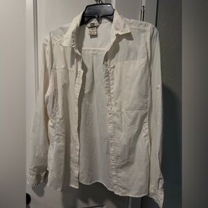 REI Women's white Button-Up Shirt hiking shirt with UPF +40 Size M